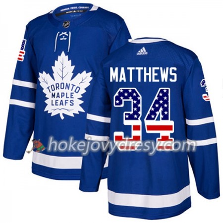 Pánské Hokejový Dres Toronto Maple Leafs Auston Matthews 34 2017-2018 USA Flag Fashion Modrá Adidas Authentic